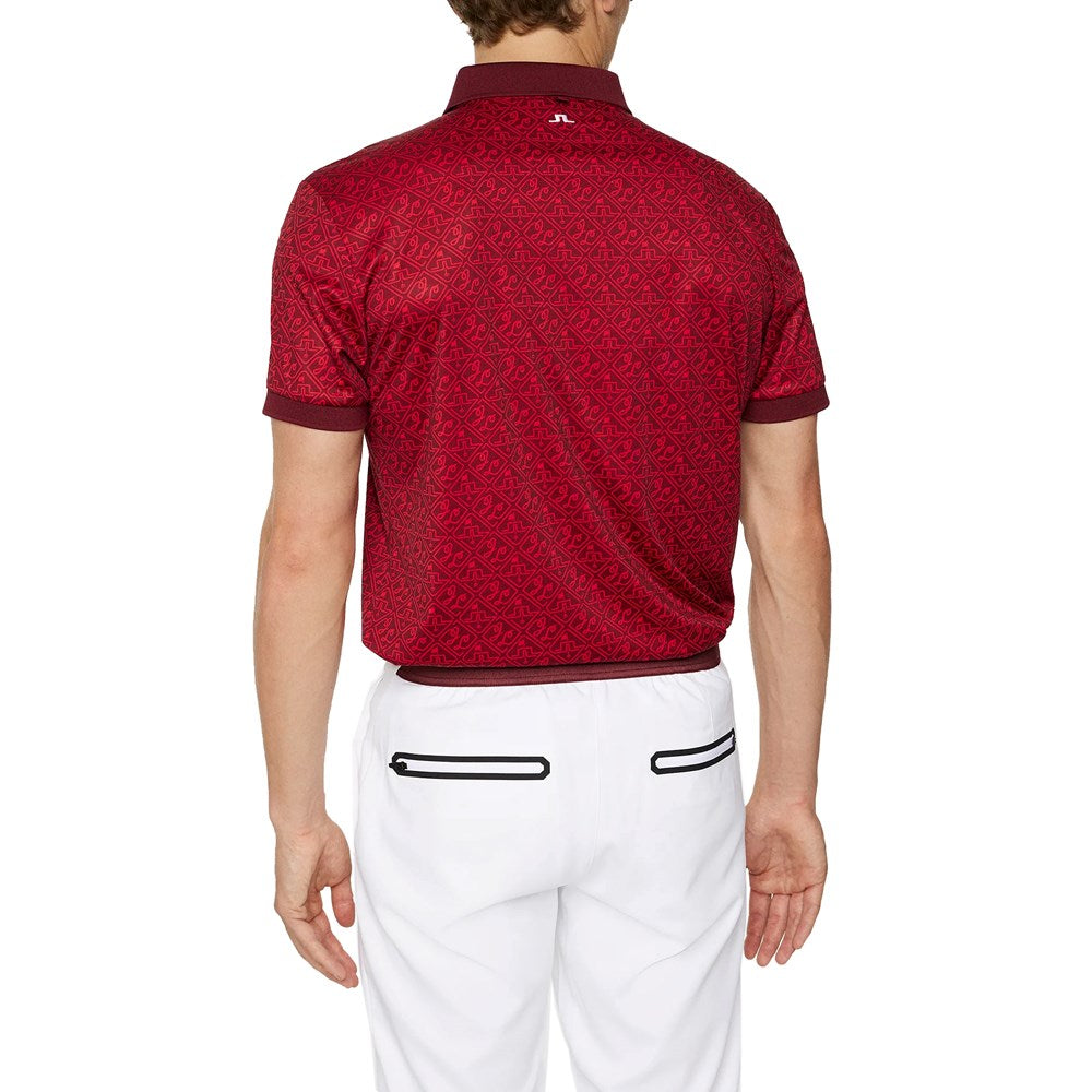 J.Lindeberg Tour Tech Reg Fit Print Golf Polo Shirt - House Of JL Red