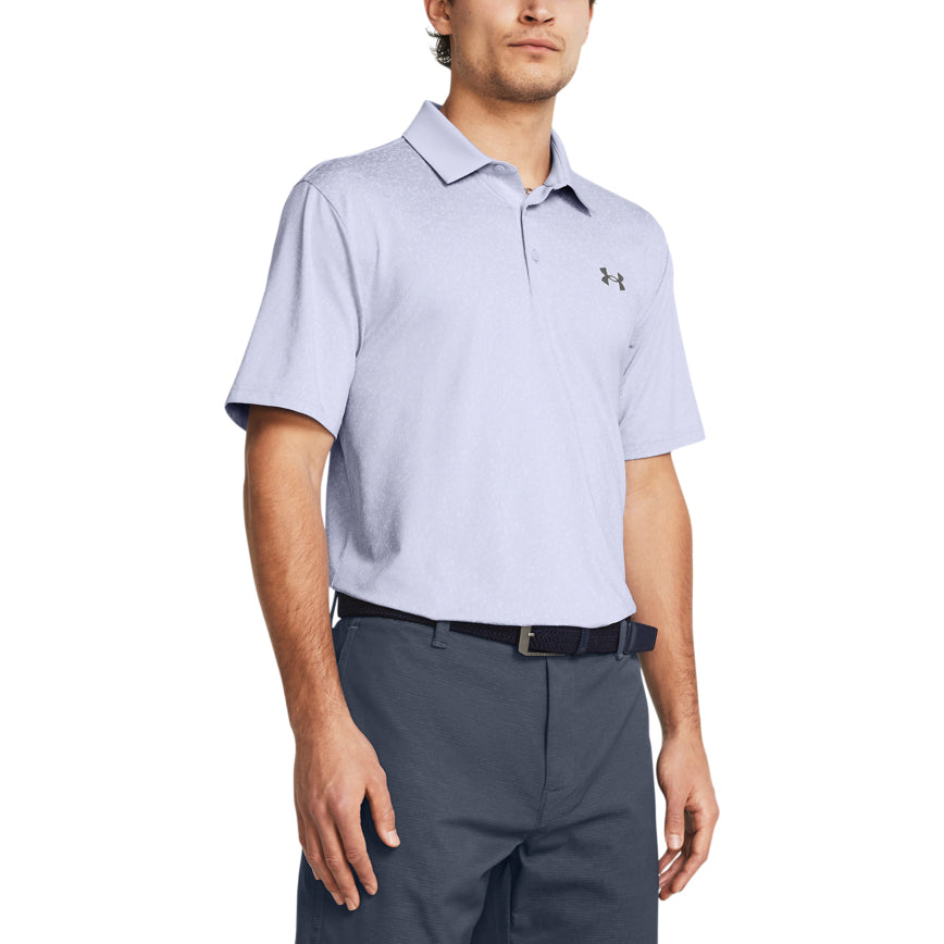 Under Armour Playoff 3.0 Coral Jaquard Golf Polo Shirt - Celeste / Starlight