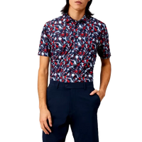 G/Fore Palm Fronds Tech Pique Slim Fit Golf Shirt - Twilight