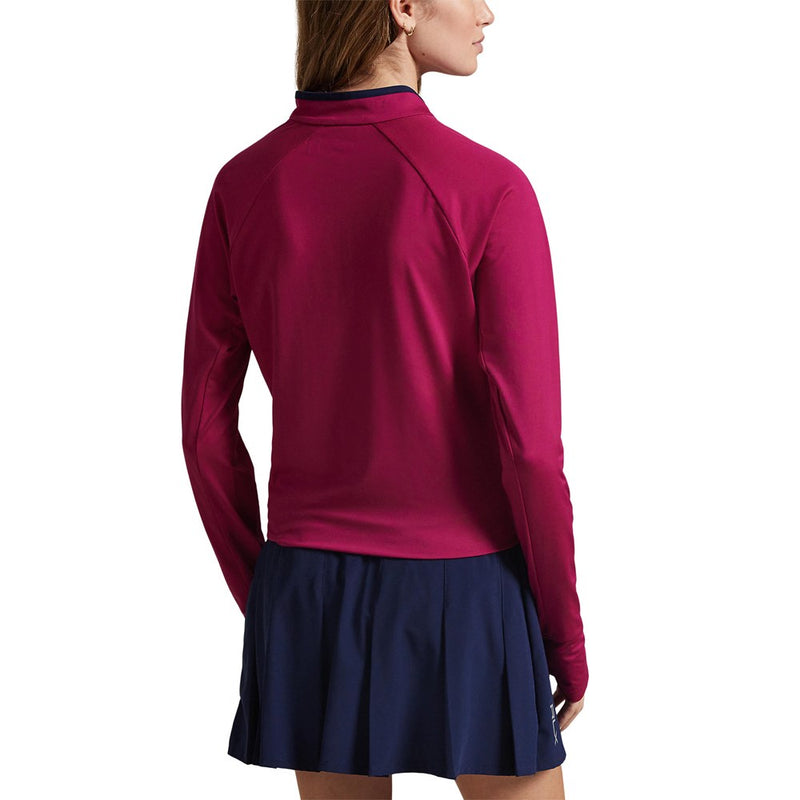 RLX Ralph Lauren Wanita Peregangan Jersey Quarter -Zip Pullover - Fuchsia Berry