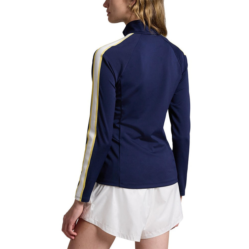 RLX Ralph Lauren Wanita Stretch Mockneck Zip Jacket - Tentera Laut yang ditapis Multi