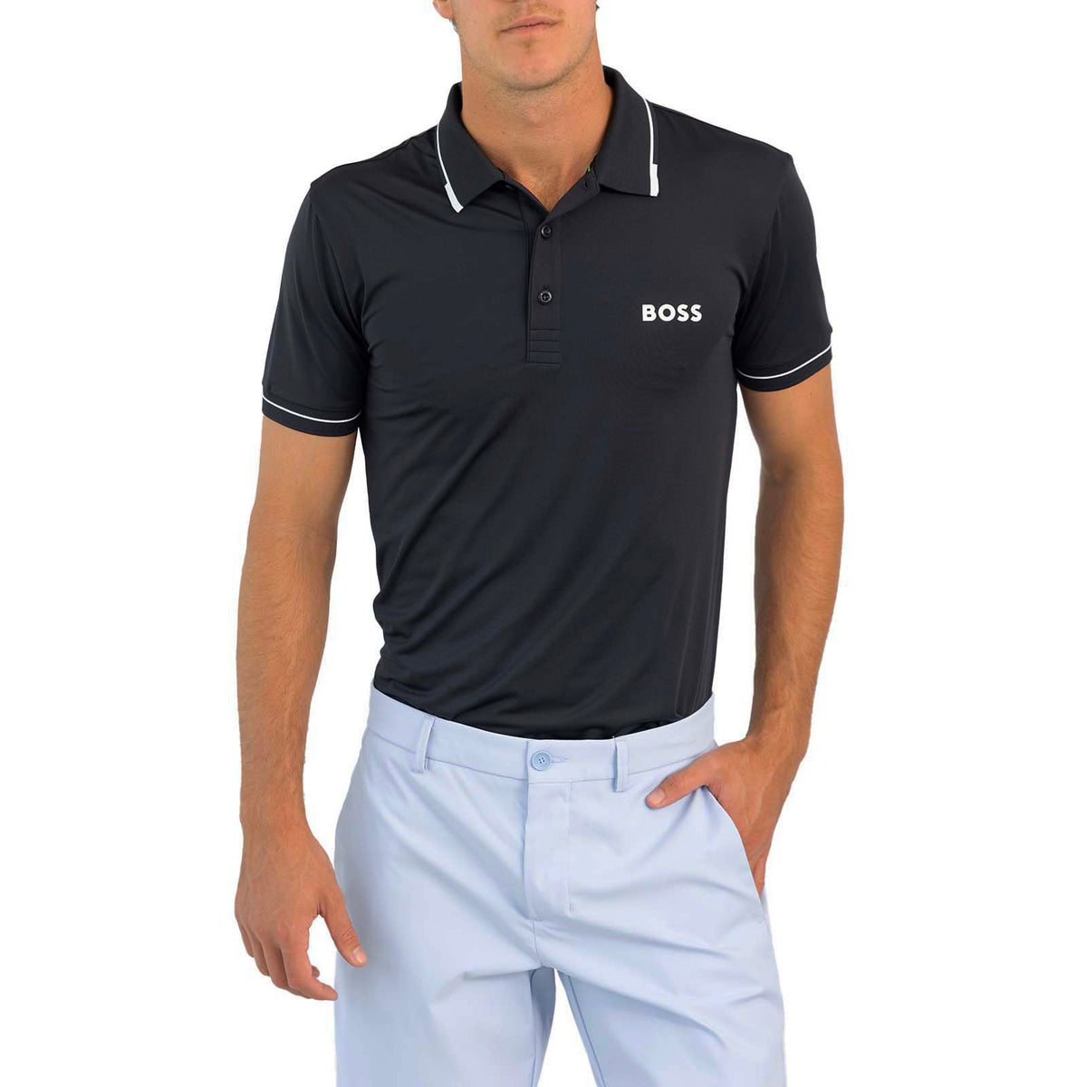 BOSS Paul Pro Slim Fit Golf Shirt - Dark Blue