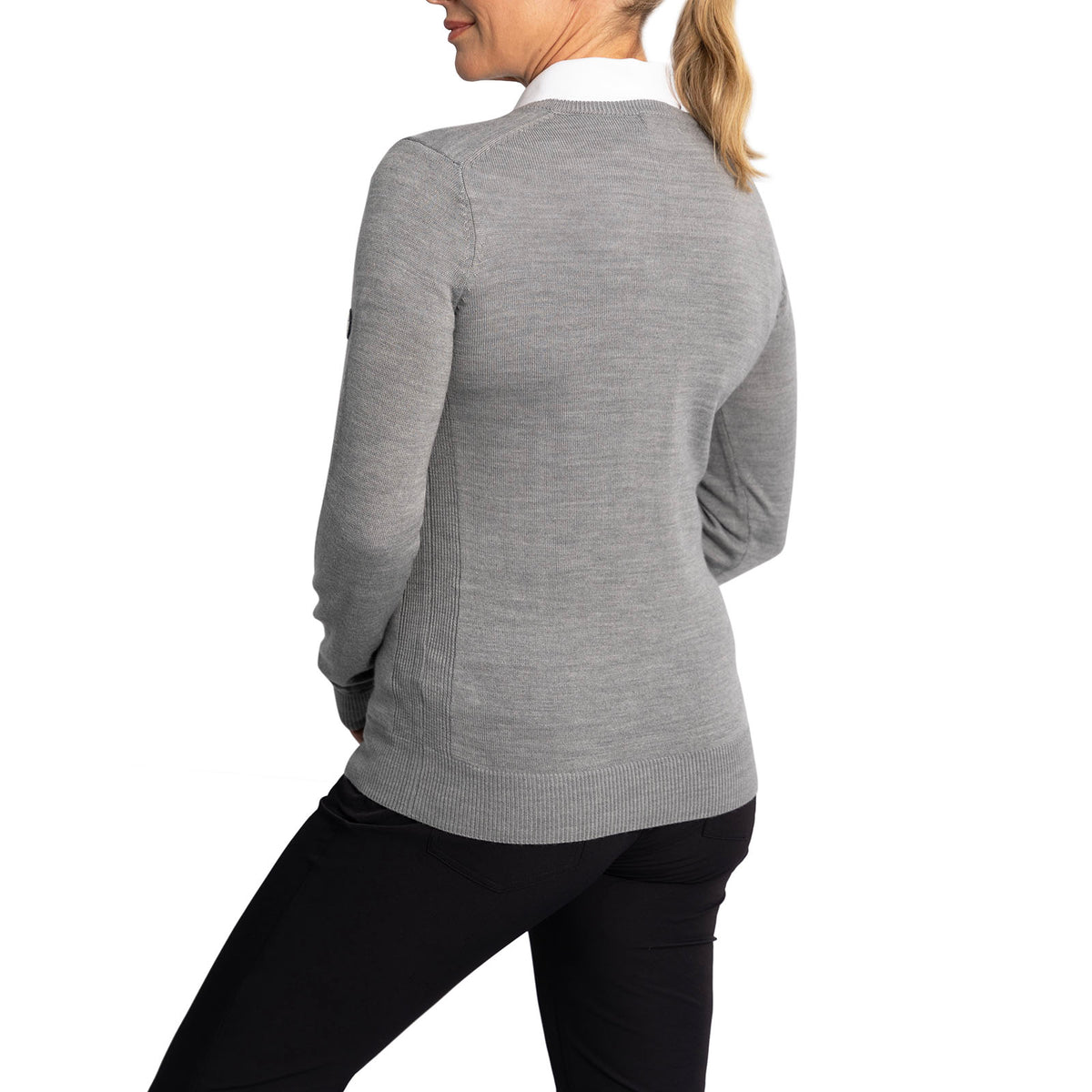 Cross Women's Classic Golf V-Neck Knit - Grey Melange