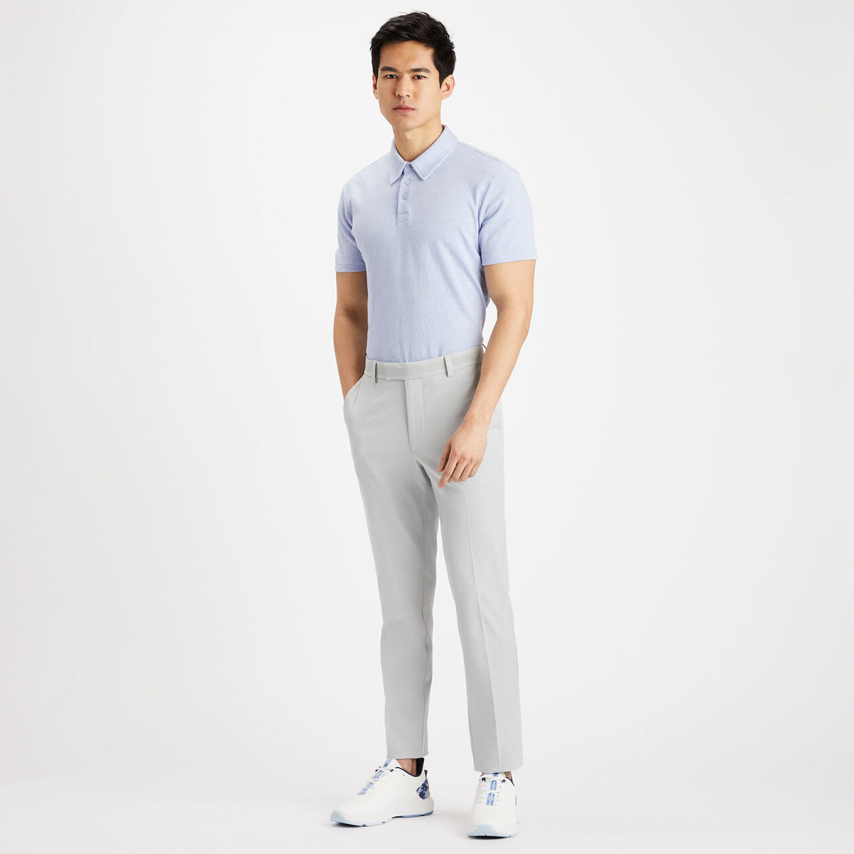 G/Fore Clubhouse Cotton Tailored Fit Golf Polo Shirt - Ice Blue