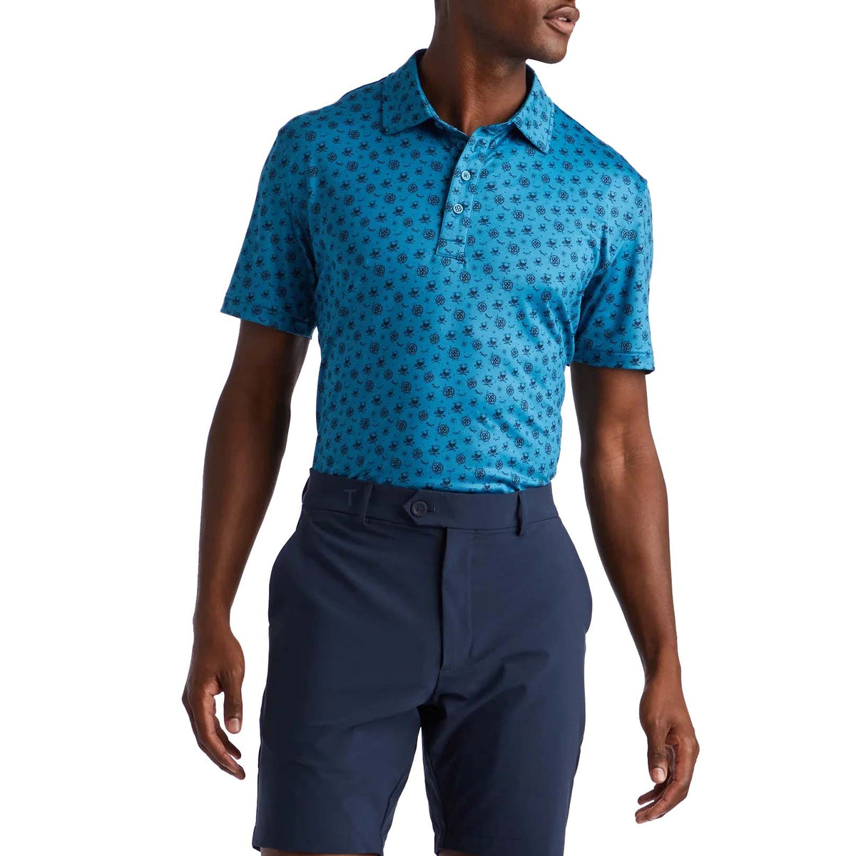 G/Fore Skull & T Tech Golf Shirt - Petrol