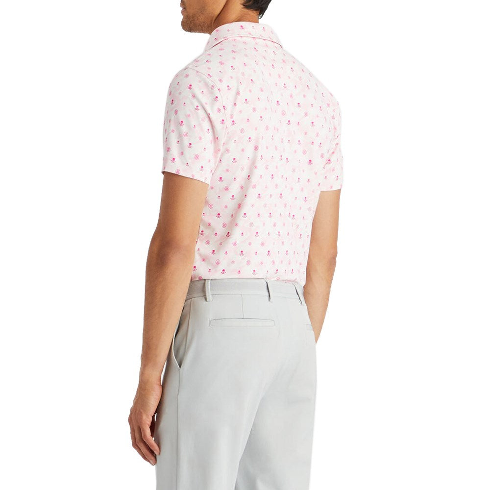 G/Fore Mapped Icon Tech Jersey Modern Spread Collar Golf Polo - Petal