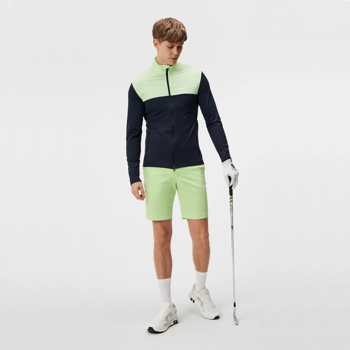 J.Lindeberg Banks Golf Mid-Layer - JL Navy/ Patina Green