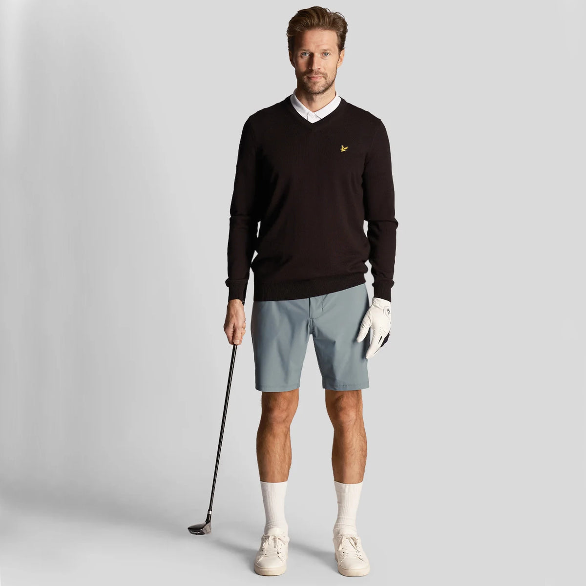 Lyle & Scott Golf Merino Blend V Neck Pullover - True Black