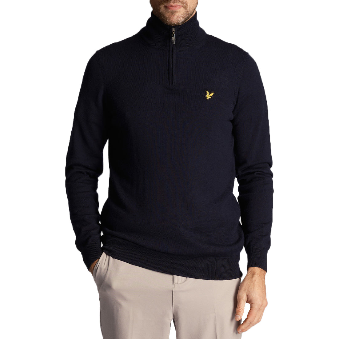 Lyle & Scott Core 1/4 Zip Merino Mix - Dark Navy