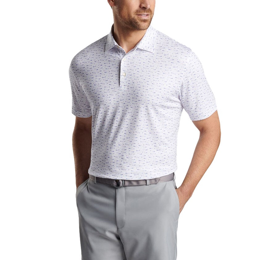 Peter Millar Cypress Performance Jersey Golf Polo Shirt - White