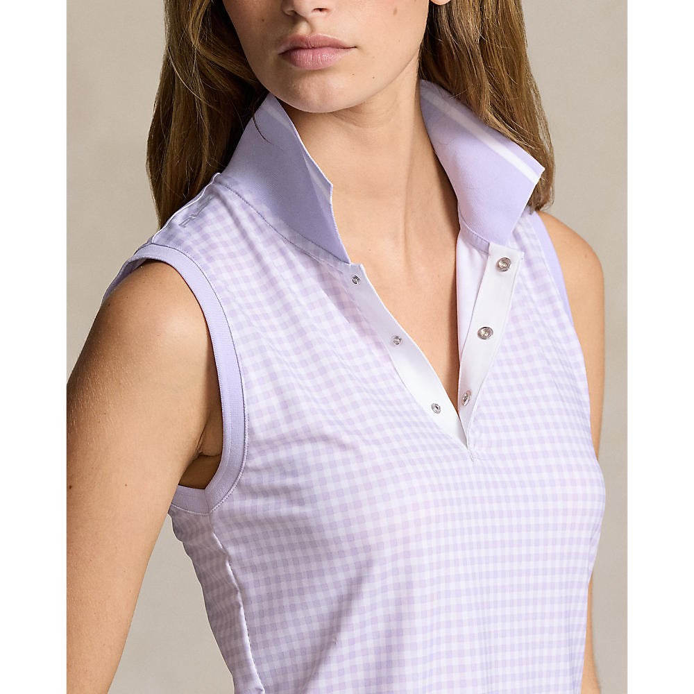 RLX Ralph Lauren Women's Printed Airflow Sleeveless Polo - Mini Gingham/Flower Purple