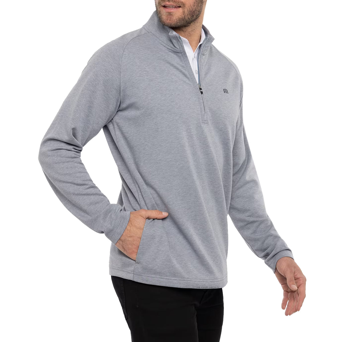 Travis Mathew Upgraded Golf Quarter Zip - Heather Grey