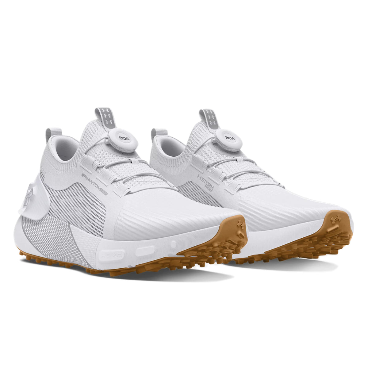 Sa ilalim ng Armor Phantom Boa Spikeless Wide Golf Shoes - Puti / Itim