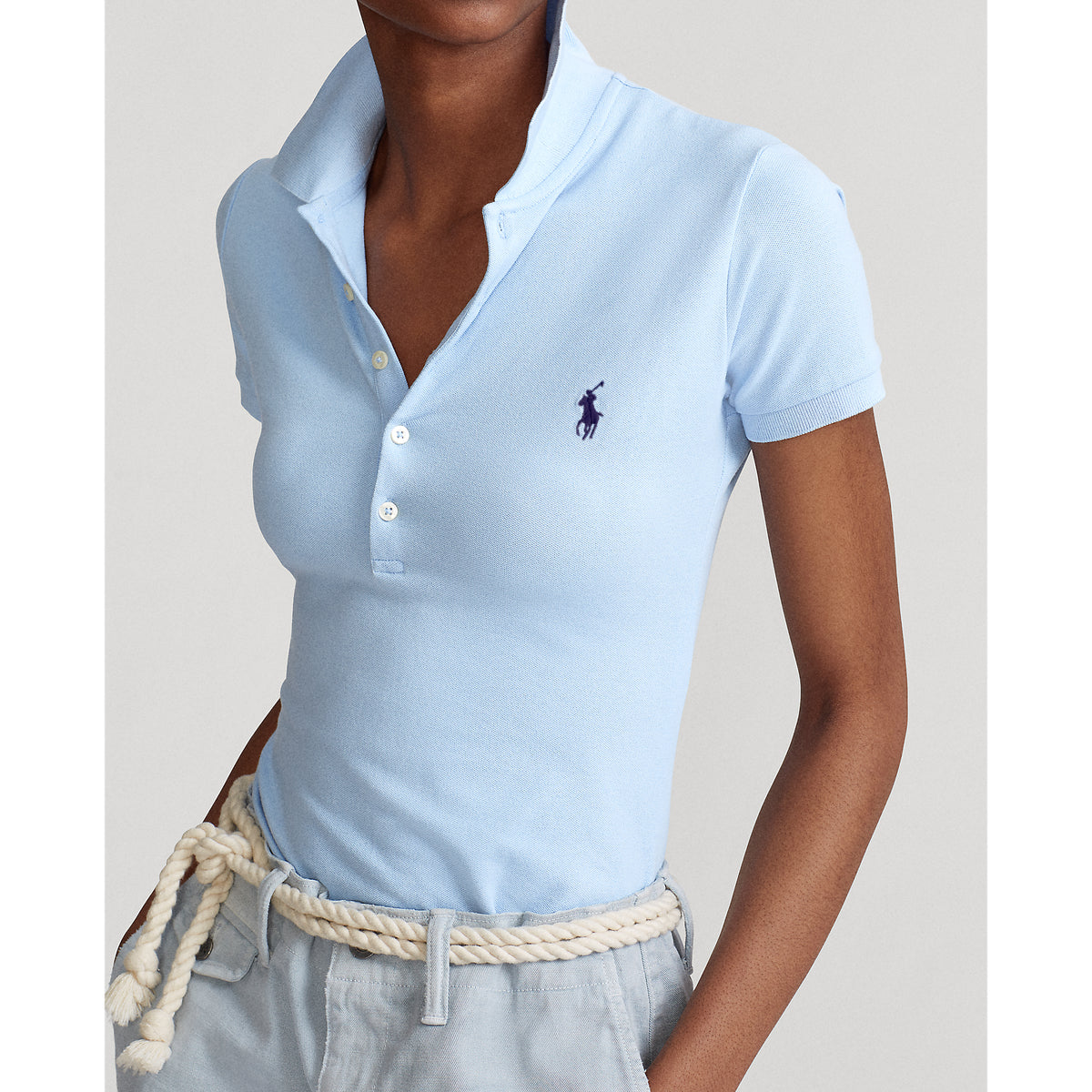 PRESTASI POLO RALPH LAUREN Women's Cotton disesuaikan kemeja Polo - Oxford Blue