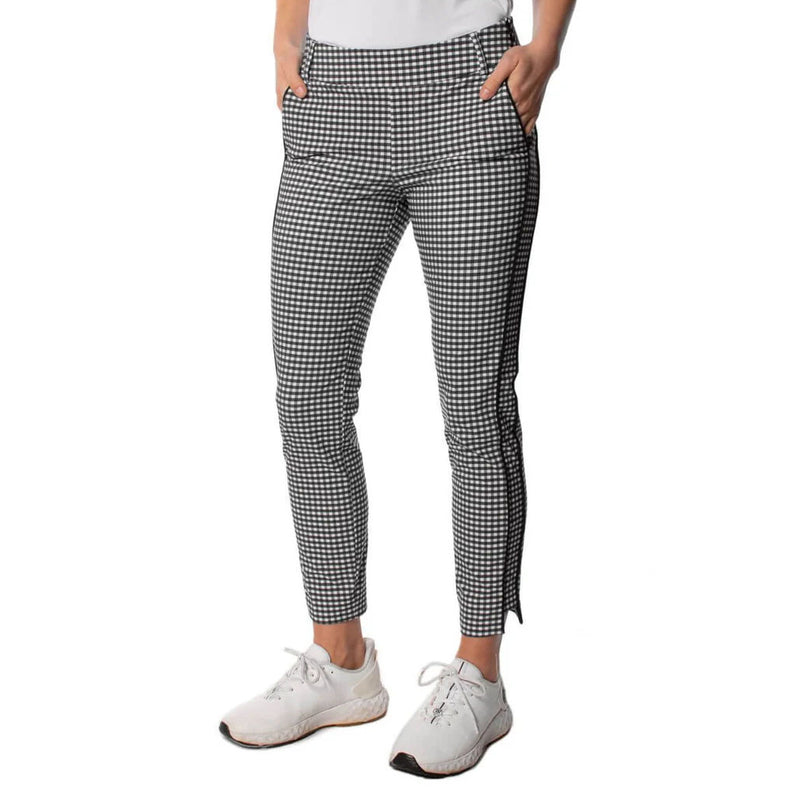 Golftini Women's Stretch Ankle Golf Pants - Black/White/Check