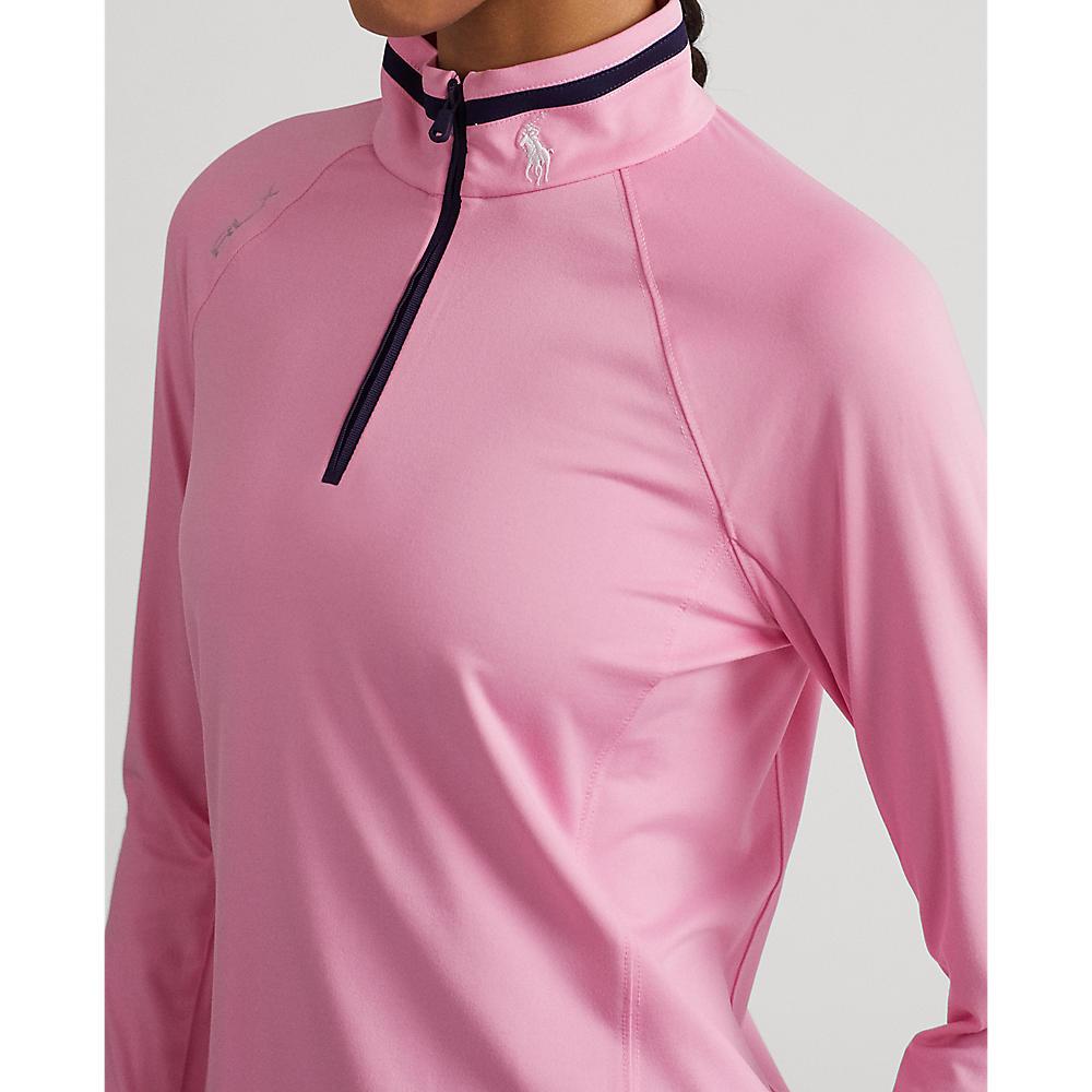 RLX Ralph Lauren Women's Jersey Quarter Zip Golf Pullover - Pink Flamingo/French Navy