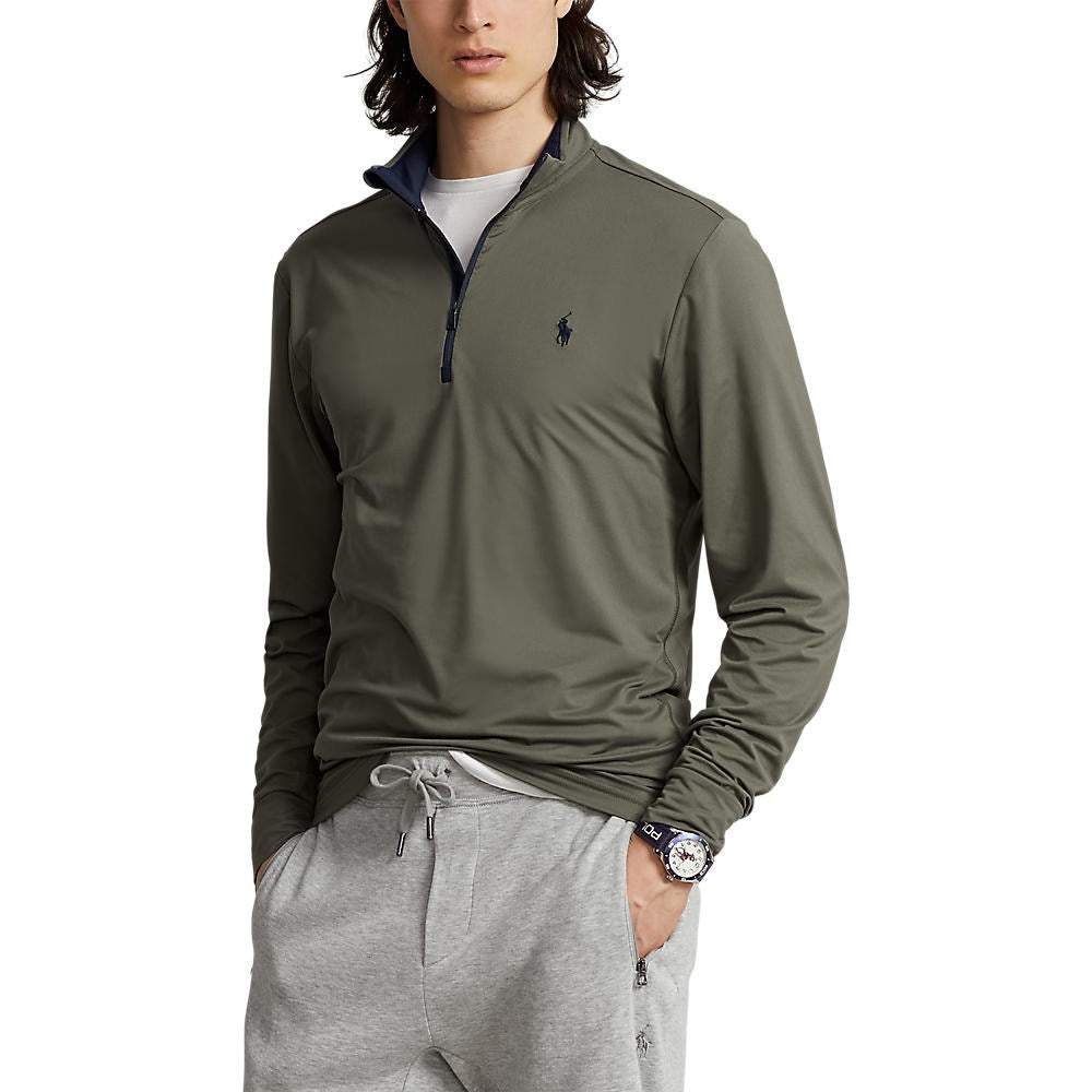 Polo Performance Ralph Lauren 1/4 Zip Peached Jersey - Fossil Green