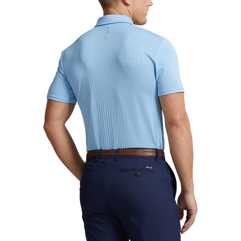 RLX Ralph Lauren Jacquard Performance Polo Shirt - Blue Lagoon Classic Houndstooth