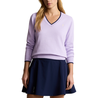 RLX Ralph Lauren Women's Cotton Blend V-Neck Golf Jumper - Flower Purple