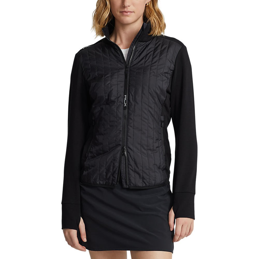 RLX Ralph Lauren Wanita Hibrid Hibrid Hibrid Full -Zip Jaket - Polo Hitam