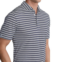 Polo Golf Ralph Lauren Tour Pique Stripe Polo Shirt - Tentera Laut Perancis/Putih