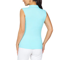 Ibkul Women Solid Sleeveless Polo - Seafoam