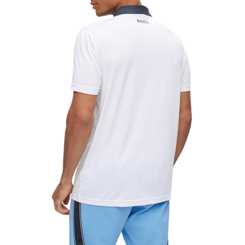 BOSS Paddytech Polo Golf Shirt - White/ Navy