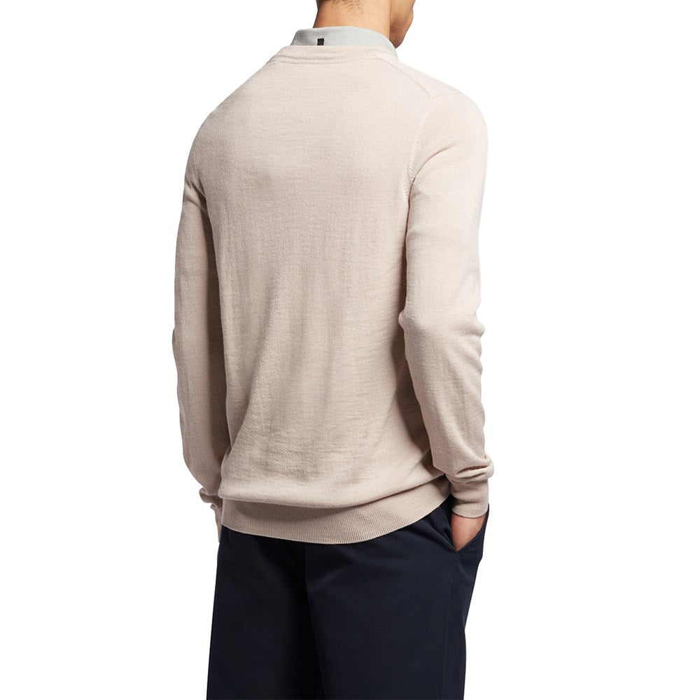 Lyle & Scott Golf Merino Blend V Neck Pullover - Pink Taupe