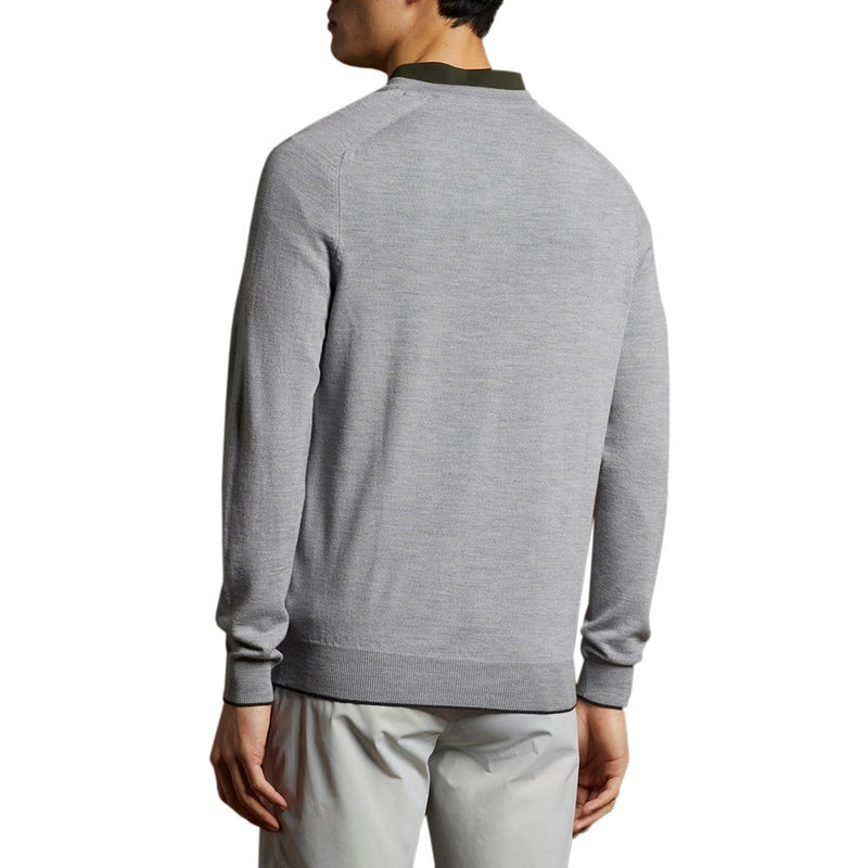 Lyle & Scott Merino Grid Texture V Neck Jumper - Pebble