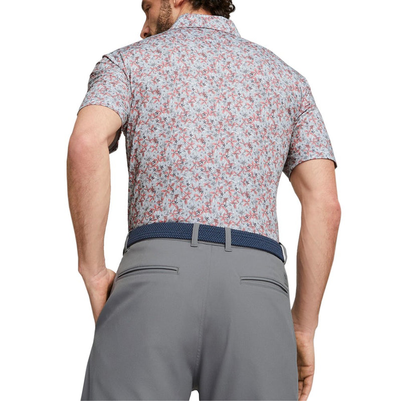 Puma Mattr Florals Golf Polo Shirt - High Rise/Flamingo Pink