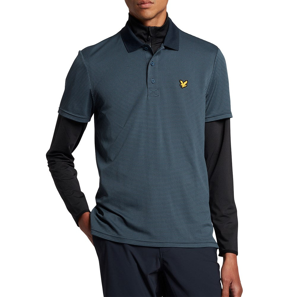 Lyle & Scott Light Microstripe Polo Shirt - Petrol/Azure