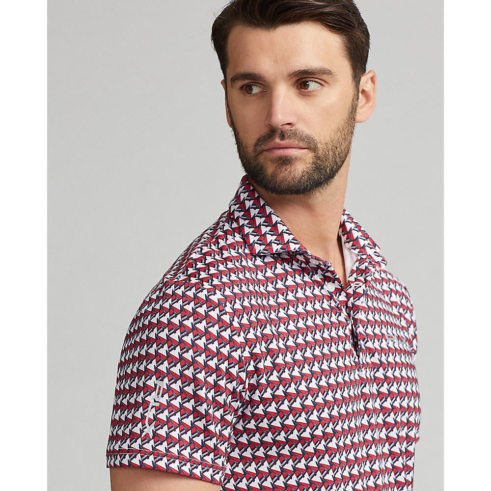 Rlx ralph lauren naka -print lightweight airflow pagganap polo - red geo sail boat